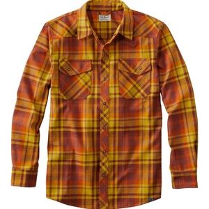 L.L. Bean Men's Performance Plaid Shirt - Orange and Yellow NWT